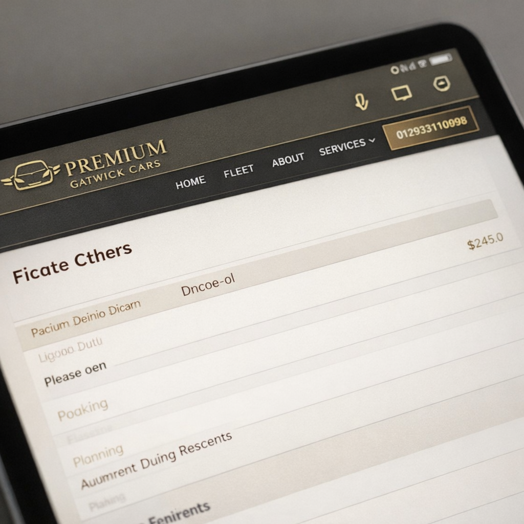 Online booking form for airport transfer